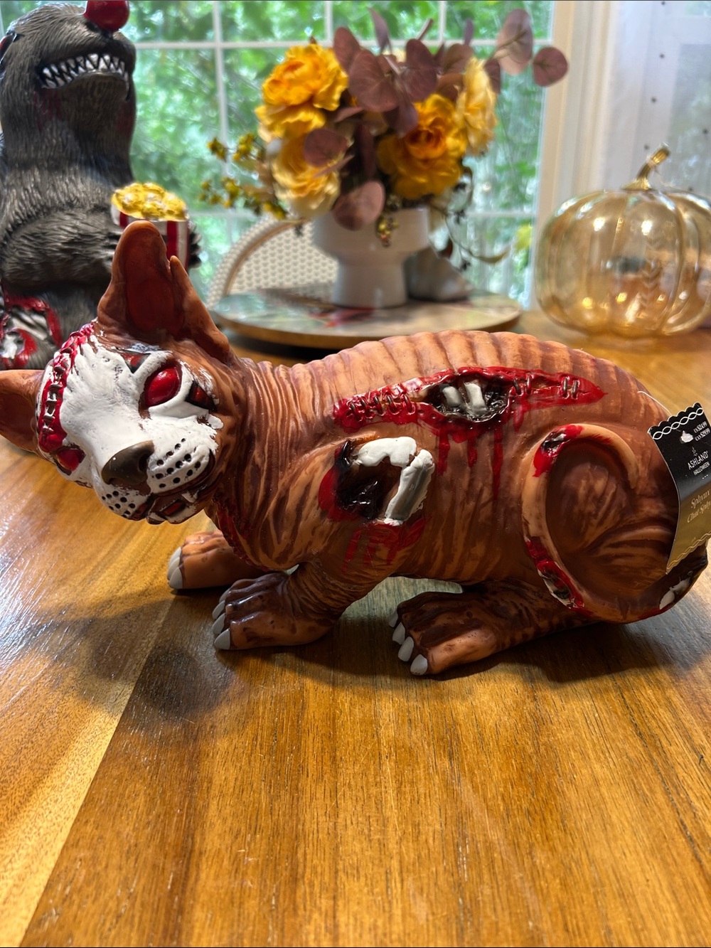 Spirit Brown & Red Zombie Cat Figurine